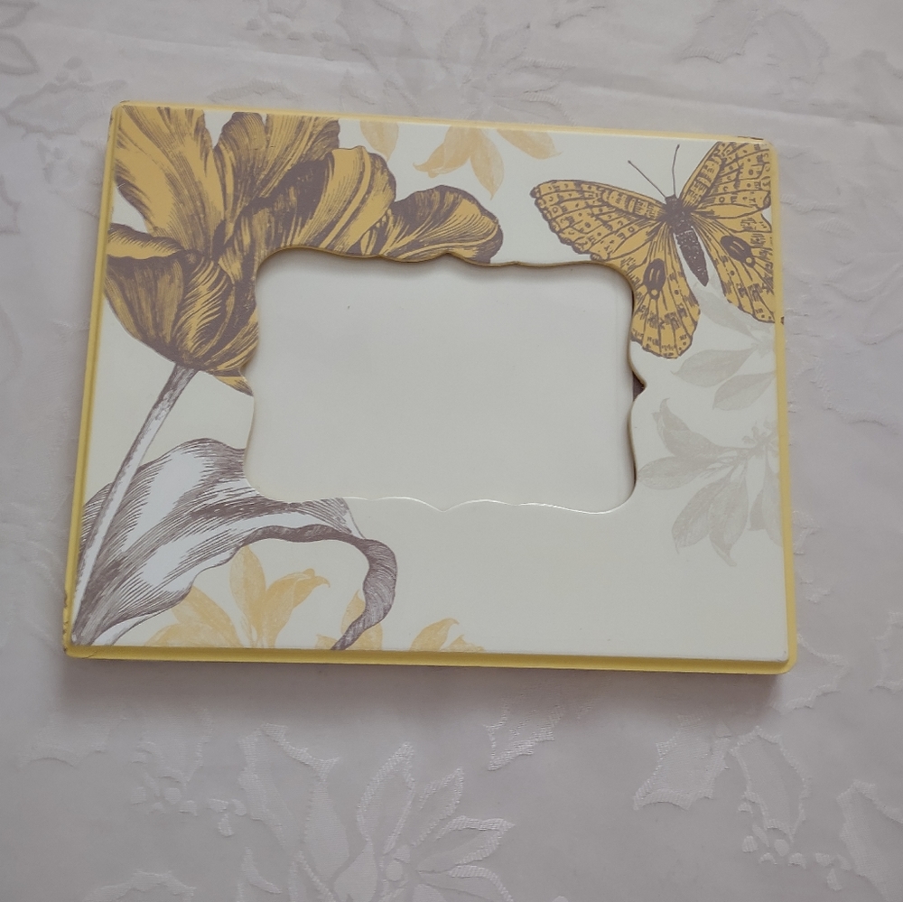 Butterfly floral handpainted Vintage picture frame
